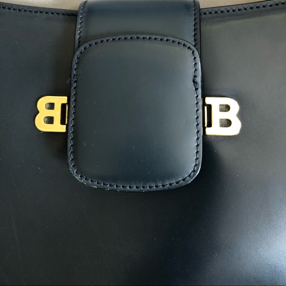 SALE Bally Vintage Structured Shoulder Bag Blue Leather Made in Italy sn1625-98 - Picture 3 of 16